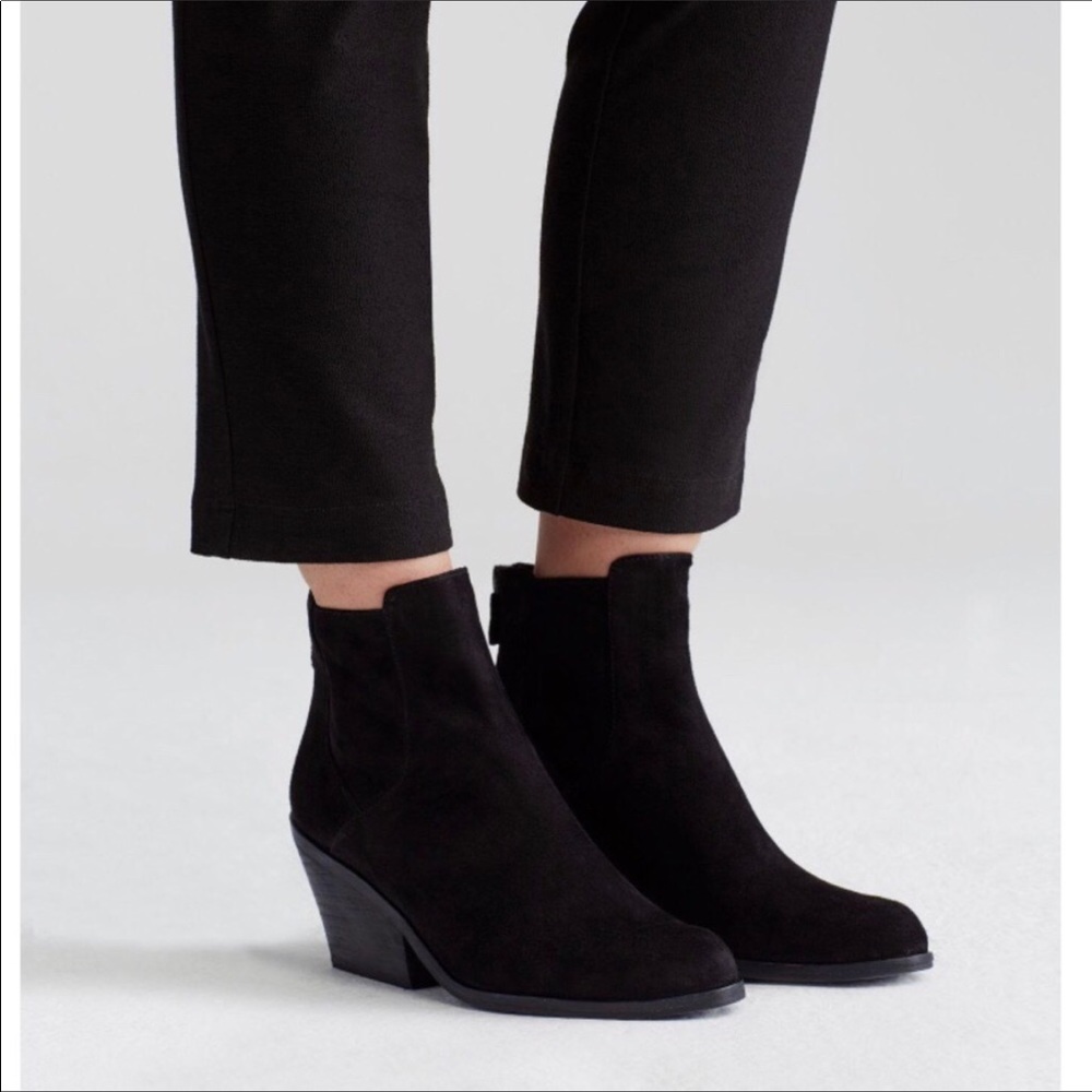 Eileen Fisher PEER Block Heel Suede Ankle Boots